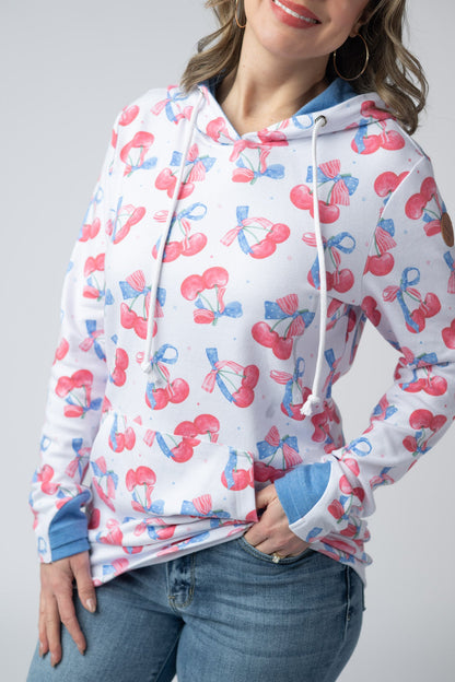 IN STOCK Hailey Pullover Hoodie - Patriotic Cherries FINAL SALE