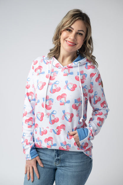 IN STOCK Hailey Pullover Hoodie - Patriotic Cherries FINAL SALE