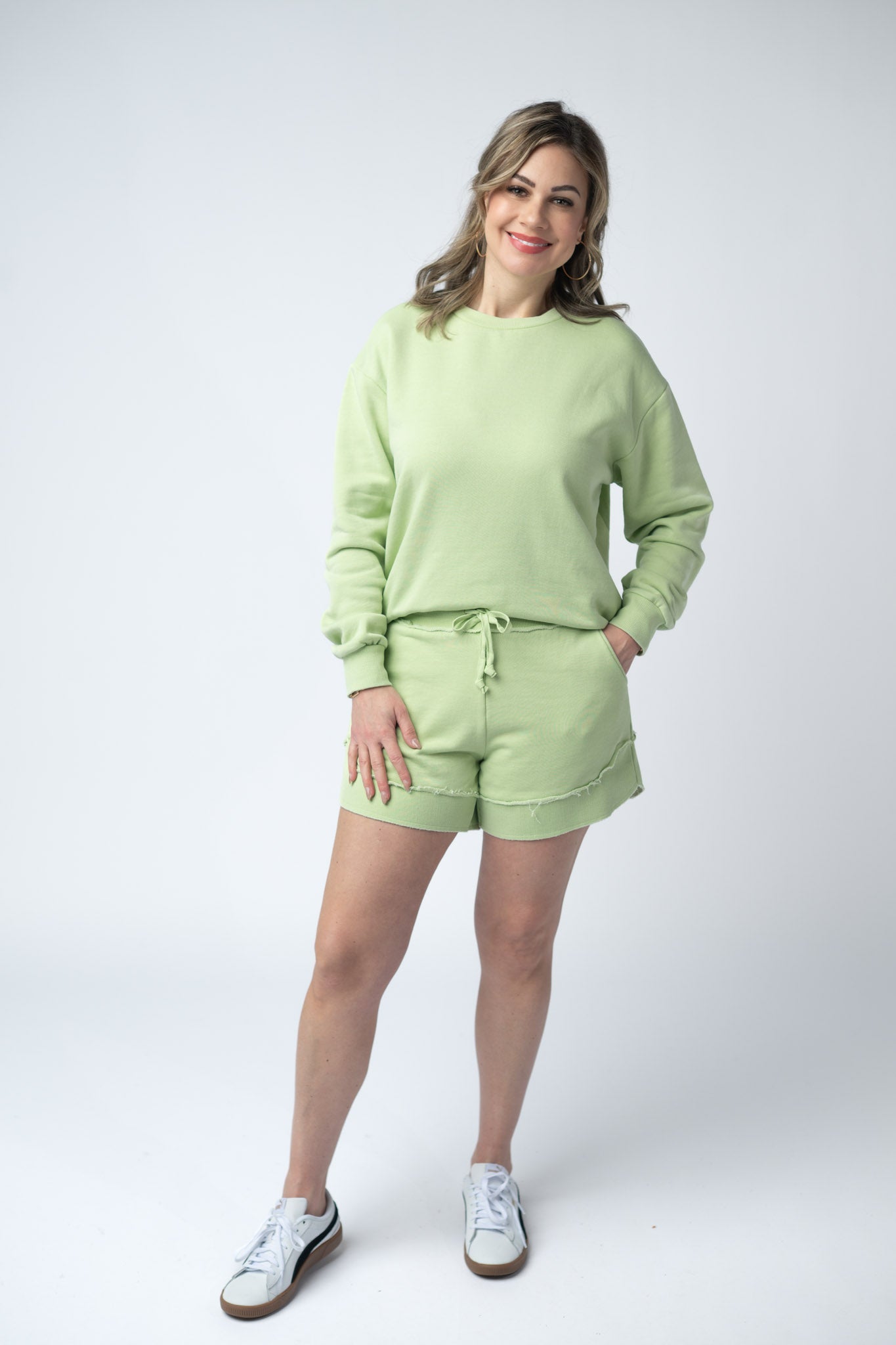 IN STOCK French Terry Stevie Shorts - Spring Leaf FINAL SALE