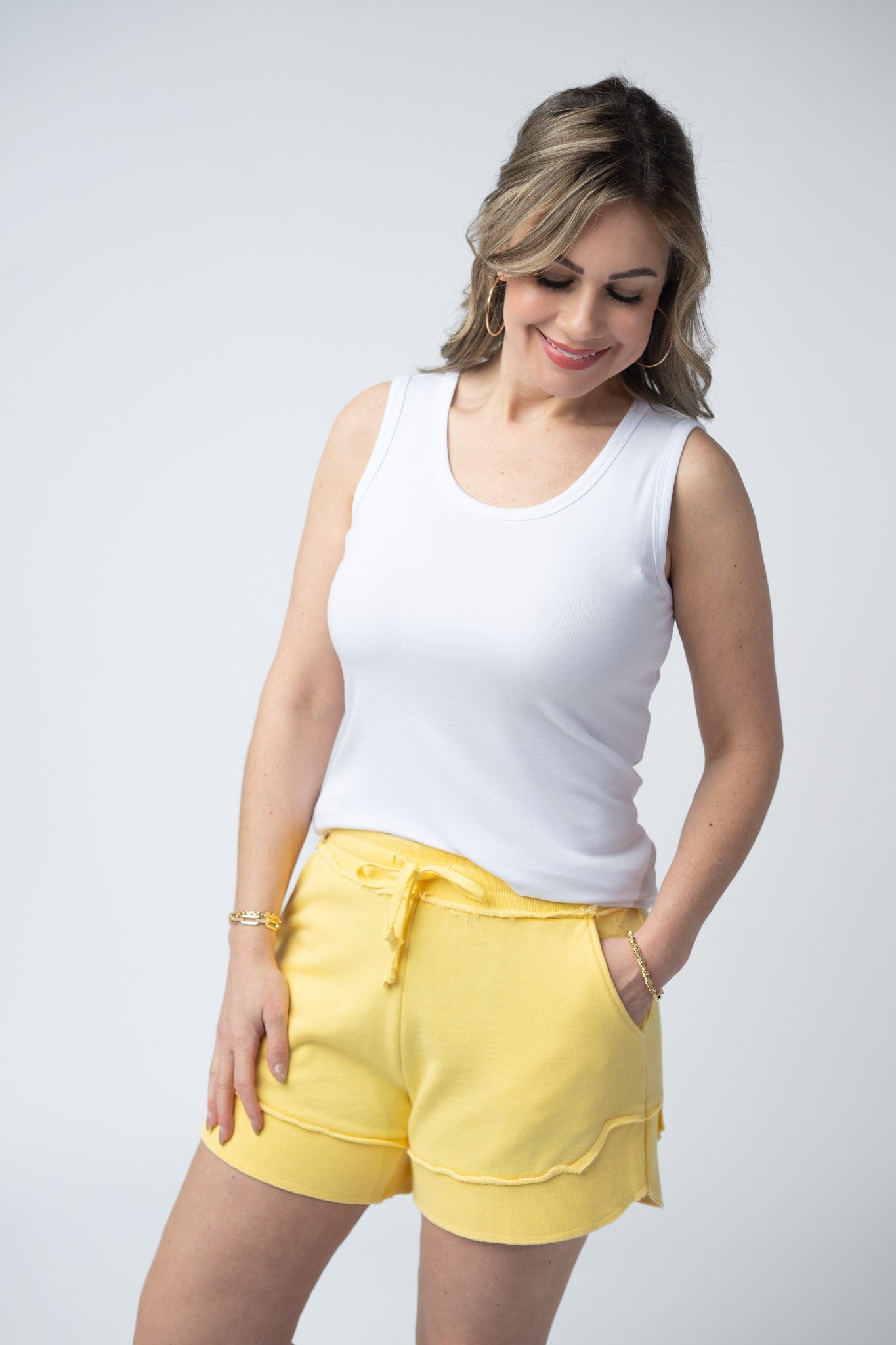 IN STOCK French Terry Stevie Shorts - Lemon