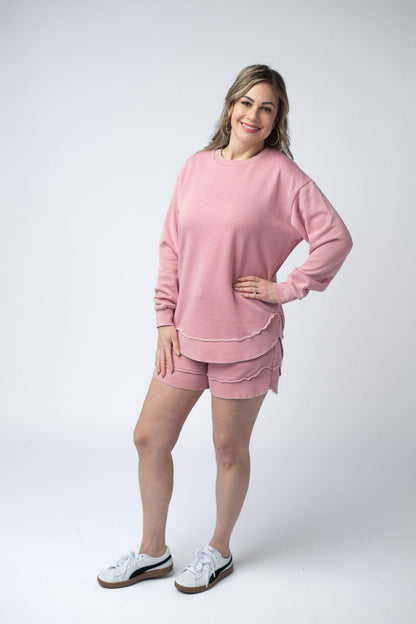 IN STOCK French Terry Stevie Shorts - Dusty Pink FINAL SALE