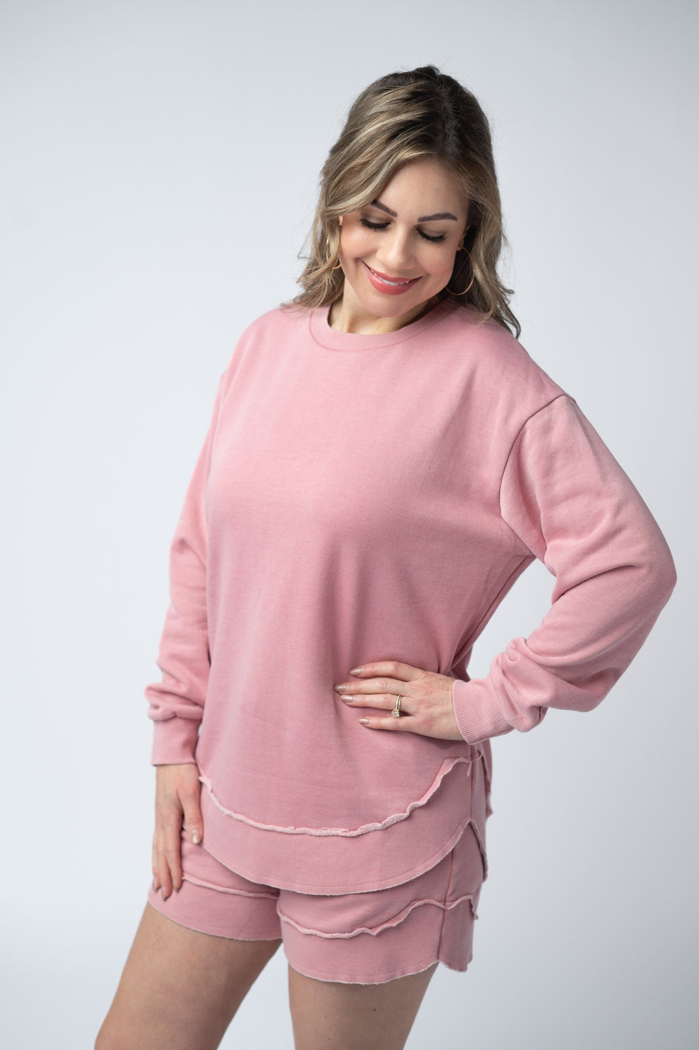 IN STOCK French Terry Stevie Shorts - Dusty Pink FINAL SALE