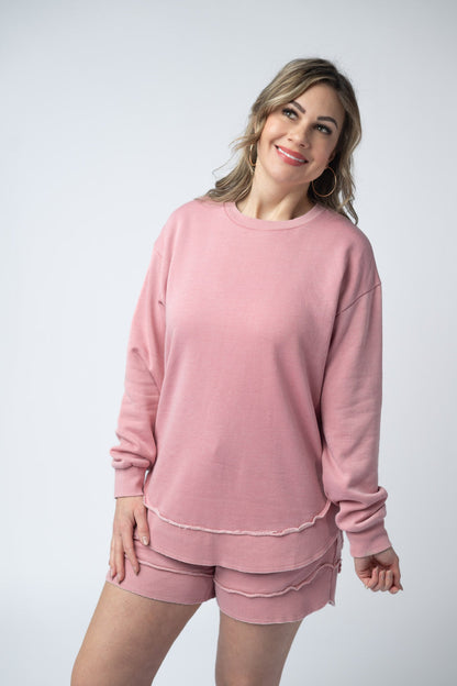 IN STOCK French Terry Stevie Shorts - Dusty Pink FINAL SALE
