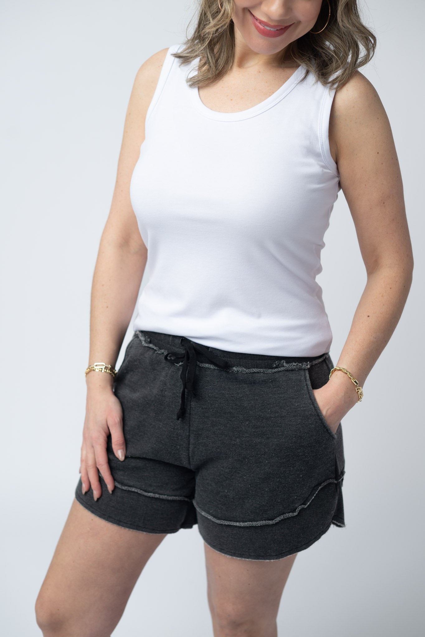 IN STOCK French Terry Stevie Shorts - Black FINAL SALE