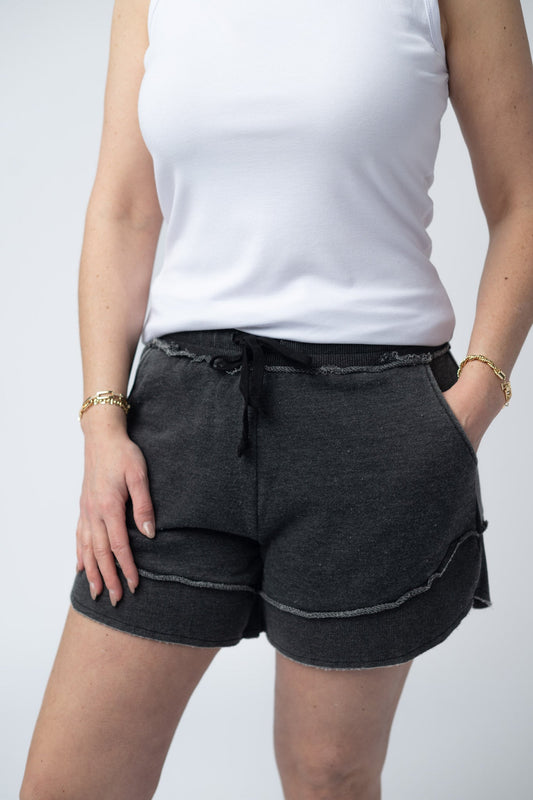 IN STOCK French Terry Stevie Shorts - Black FINAL SALE
