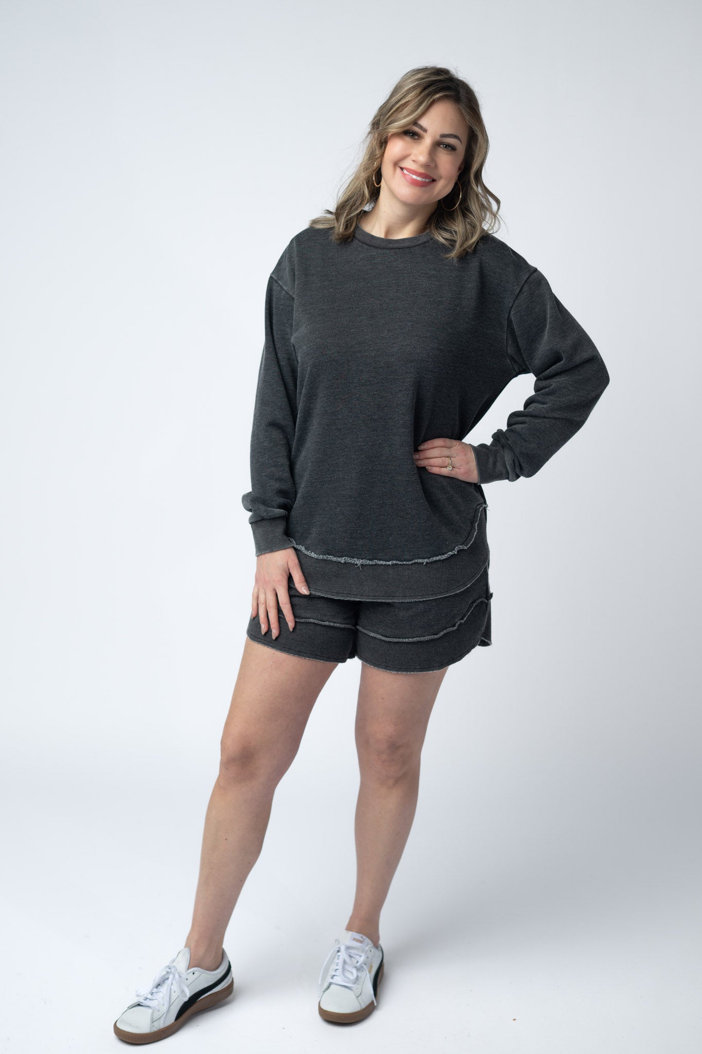 IN STOCK French Terry Stevie Shorts - Black FINAL SALE