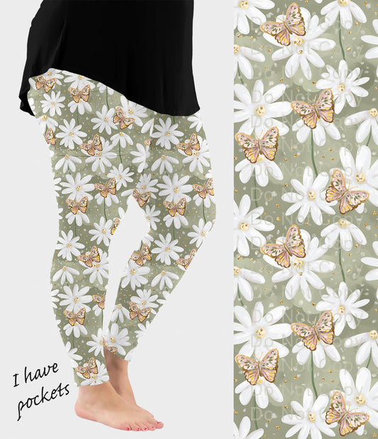 RTS - Daisy Butterfly Leggings w/ Pockets