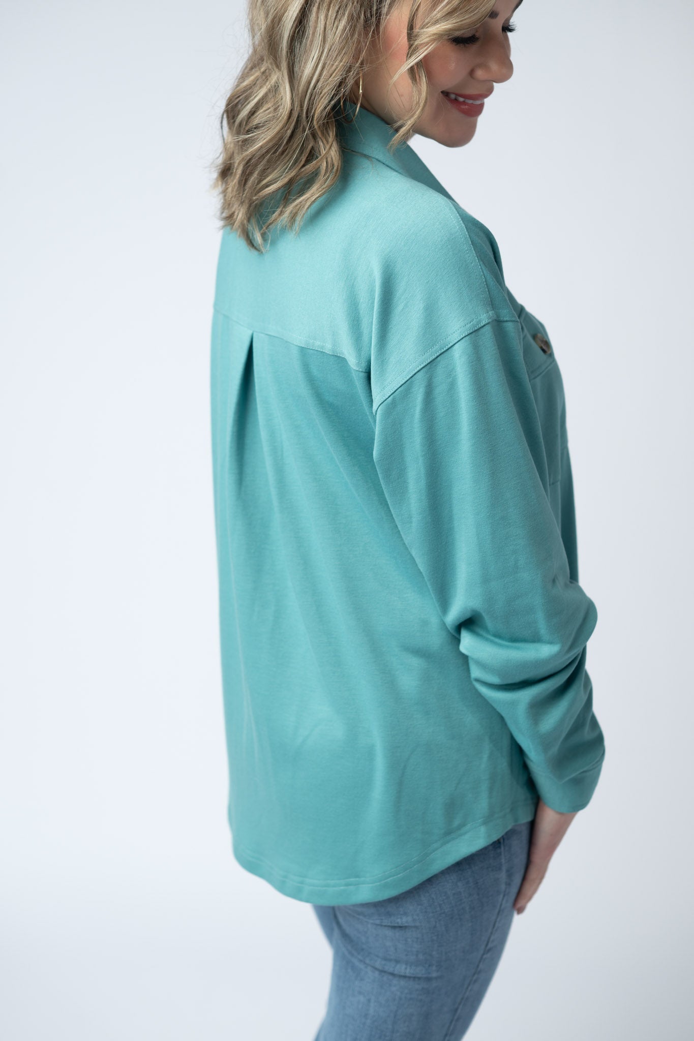 IN STOCK Brenna Button Down Top - Teal FINAL SALE