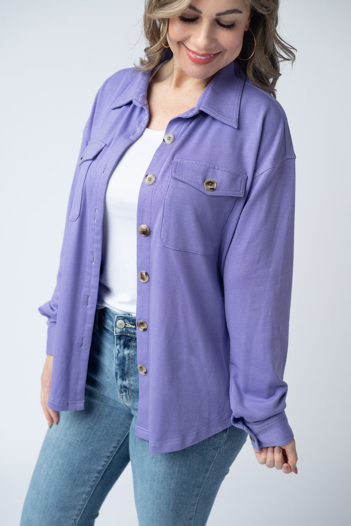IN STOCK Brenna Button Down Top - Purple FINAL SALE