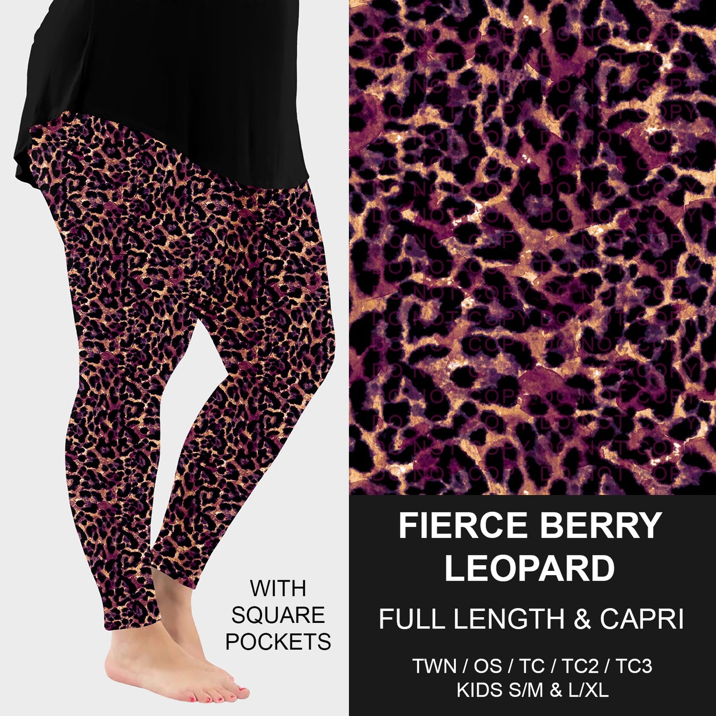 B260 - Preorder Fierce Berry Leopard Leggings w/ Pockets (Closes 11/09. ETA: mid Jan.)