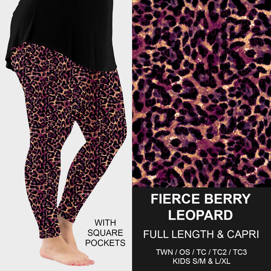 B260 - Preorder Fierce Berry Leopard Leggings w/ Pockets (Closes 11/09. ETA: mid Jan.)