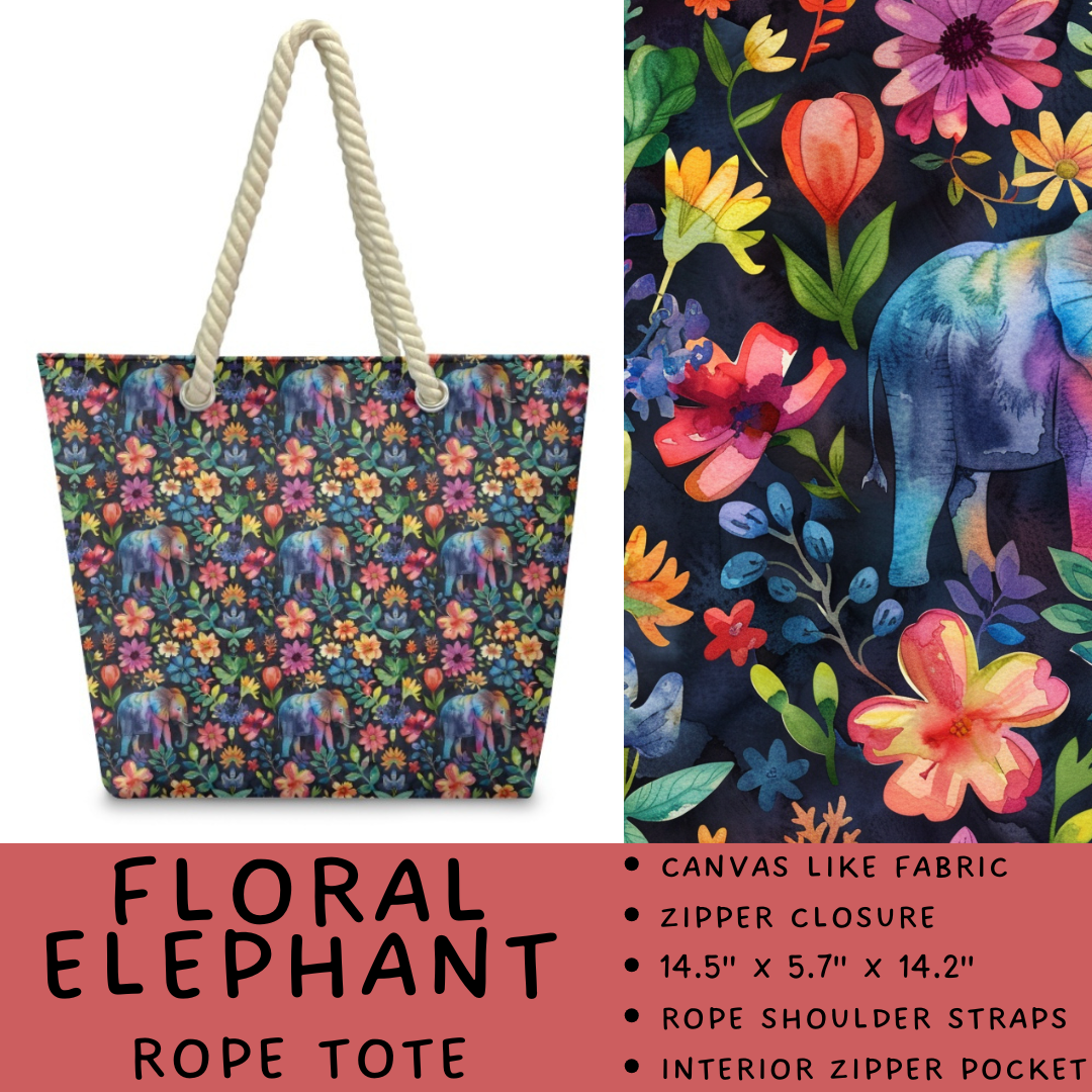 Batch #447 - The Rope Tote - Closes 11/13 - ETA late Dec - Floral Elephant Rope Tote