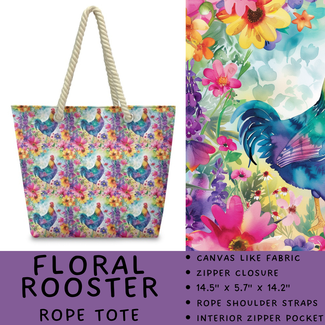 Batch #447 - The Rope Tote - Closes 11/13 - ETA late Dec - Floral Rooster Rope Tote