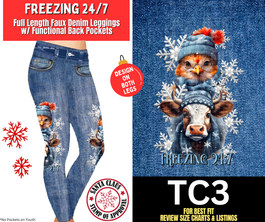 Freezing 24/7 Full Length Faux Denim w/ Side Leg Designs