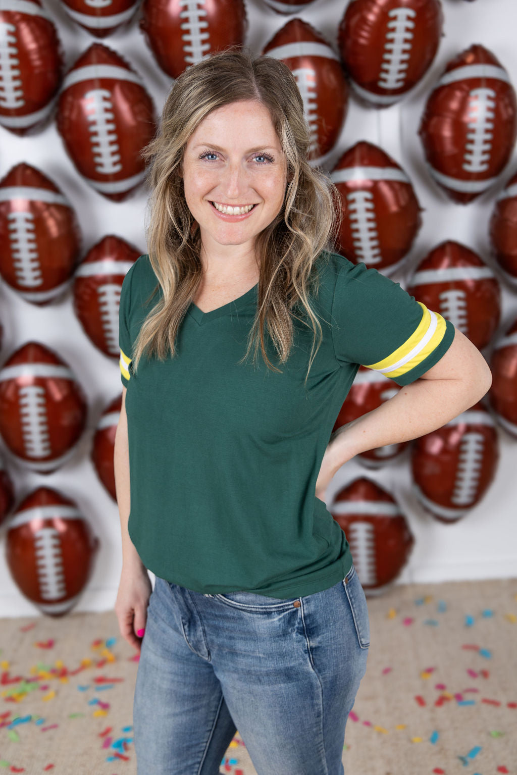 IN STOCK GameDay Tessa Short Sleeve Top - Green Bay FINAL SALE