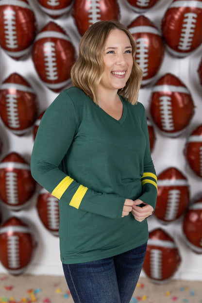 IN STOCK GameDay Larissa Long Sleeve Top - Green Bay FINAL SALE