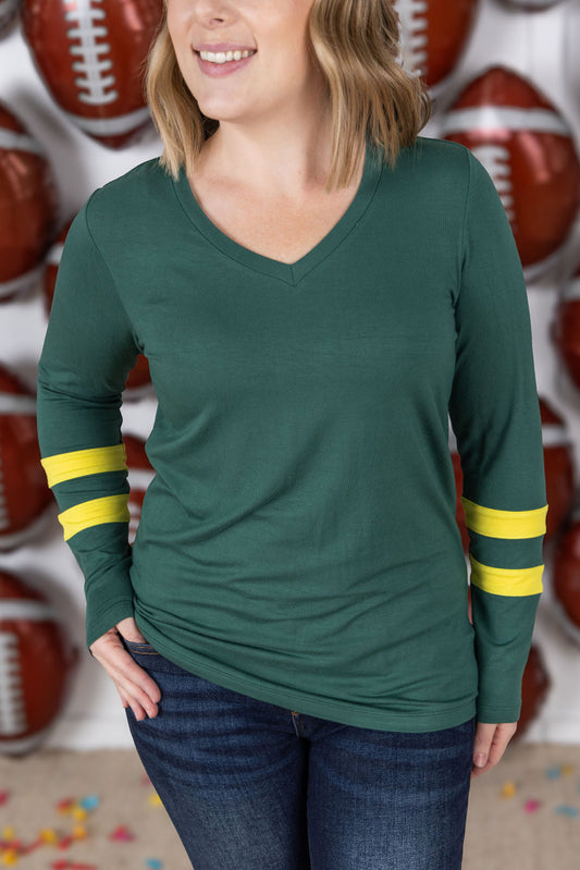 IN STOCK GameDay Larissa Long Sleeve Top - Green Bay FINAL SALE