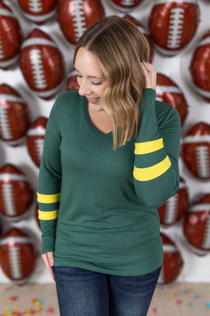 IN STOCK GameDay Larissa Long Sleeve Top - Green Bay FINAL SALE