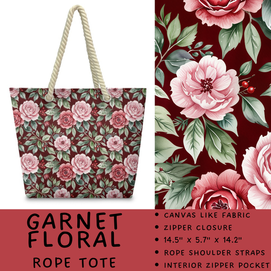 Batch #447 - The Rope Tote - Closes 11/13 - ETA late Dec - Garnet Floral Rope Tote