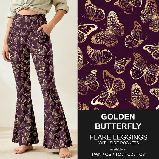 B259 - Preorder Golden Butterfly Flare Leggings (Closes 11/07. ETA: mid Jan.)