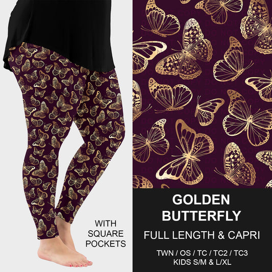 B260 - Preorder Golden Butterfly Leggings w/ Pockets (Closes 11/09. ETA: mid Jan.)
