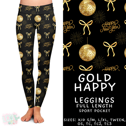 Batch #446 - New Year's Eve 2 - Closes 11/5 - ETA mid Dec - Gold Happy Full Length Leggings