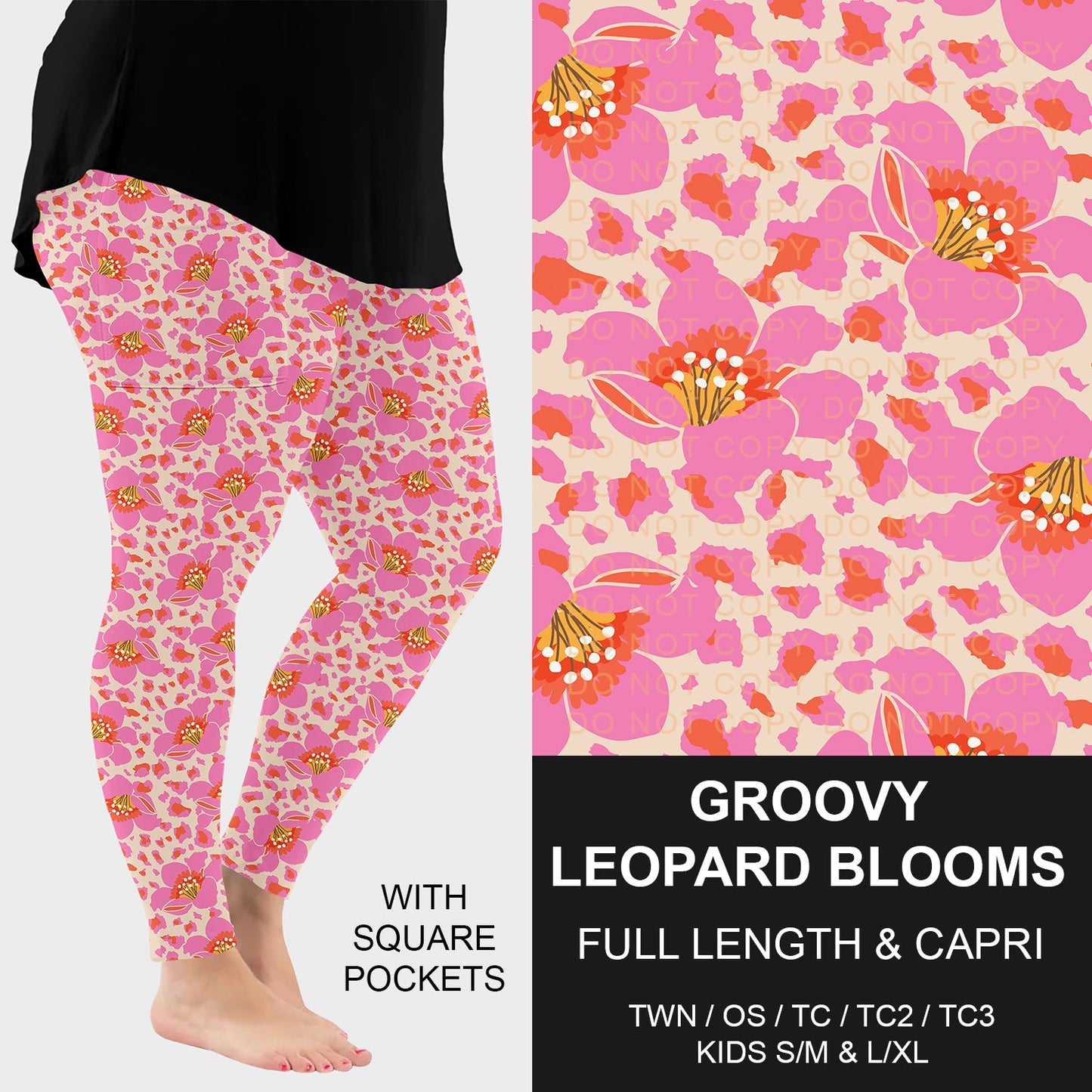 B260 - Preorder Groovy Leopard Blooms Leggings w/ Pockets (Closes 11/09. ETA: mid Jan.)