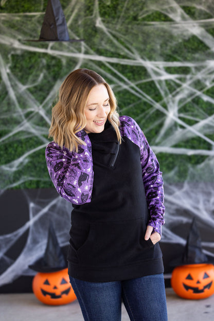 IN STOCK Zoey ZipCowl Sweatshirt - I Put A Spell On You and Black FINAL SALE