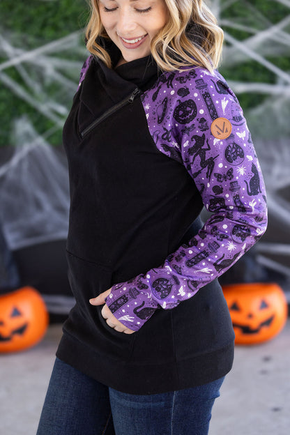 IN STOCK Zoey ZipCowl Sweatshirt - I Put A Spell On You and Black FINAL SALE