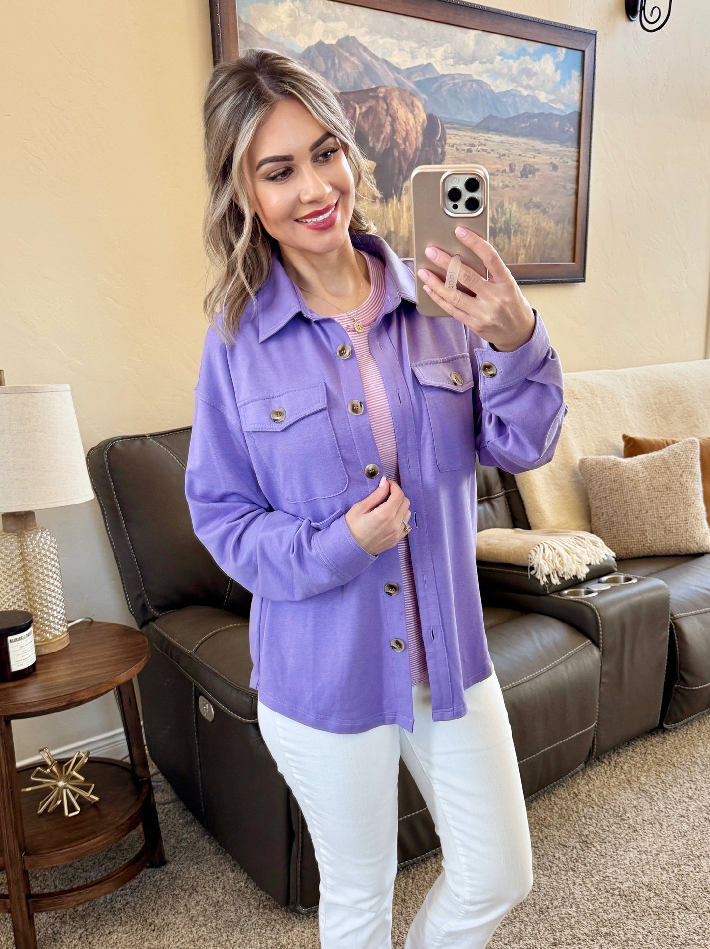 IN STOCK Brenna Button Down Top - Purple FINAL SALE