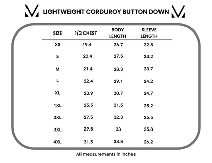 IN STOCK Lightweight Corduroy Button Down - Olive