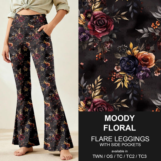 B259 - Preorder Moody Floral Flare Leggings (Closes 11/07. ETA: mid Jan.)