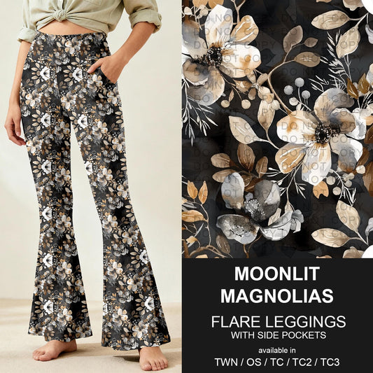 B259 - Preorder Moonlit Magnolias Flare Leggings (Closes 11/07. ETA: mid Jan.)
