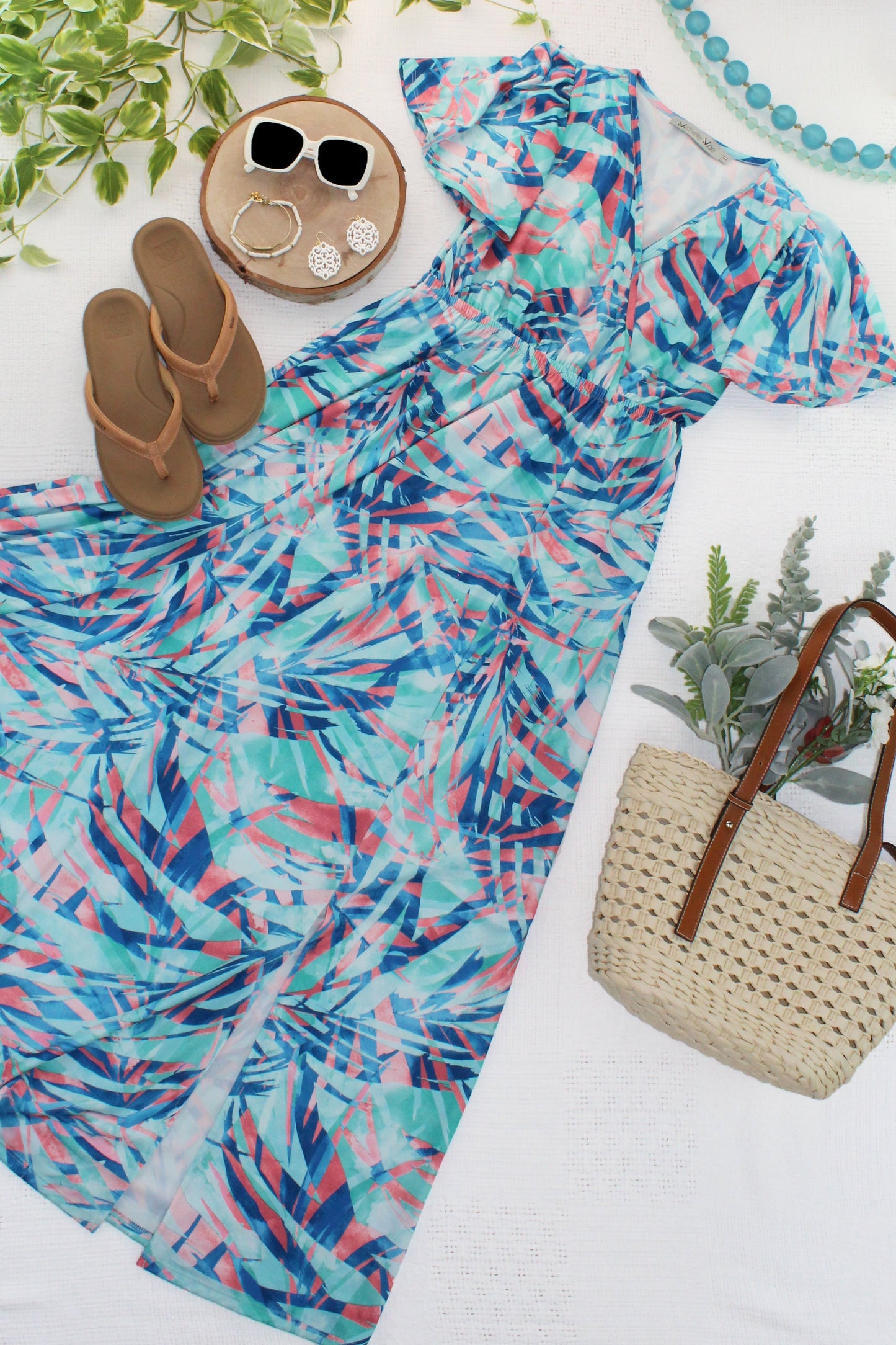 IN STOCK Millie Maxi Dress - Abstract Aqua Breeze FINAL SALE