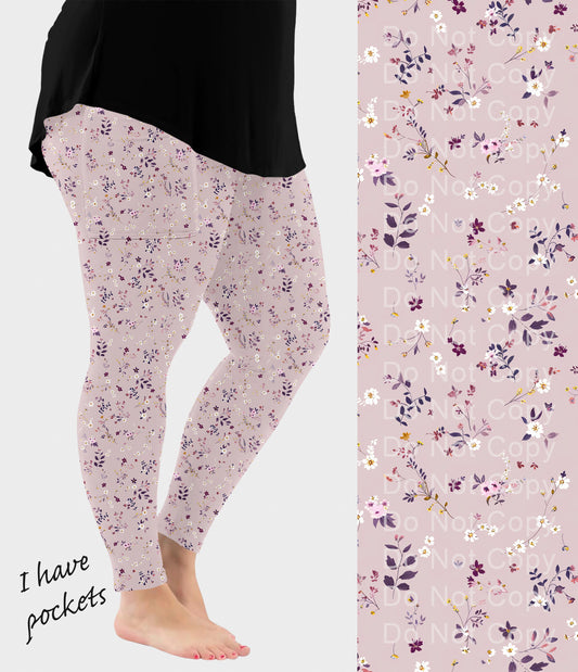 RTS - Muted Wildflowers Leggings w/ Pockets