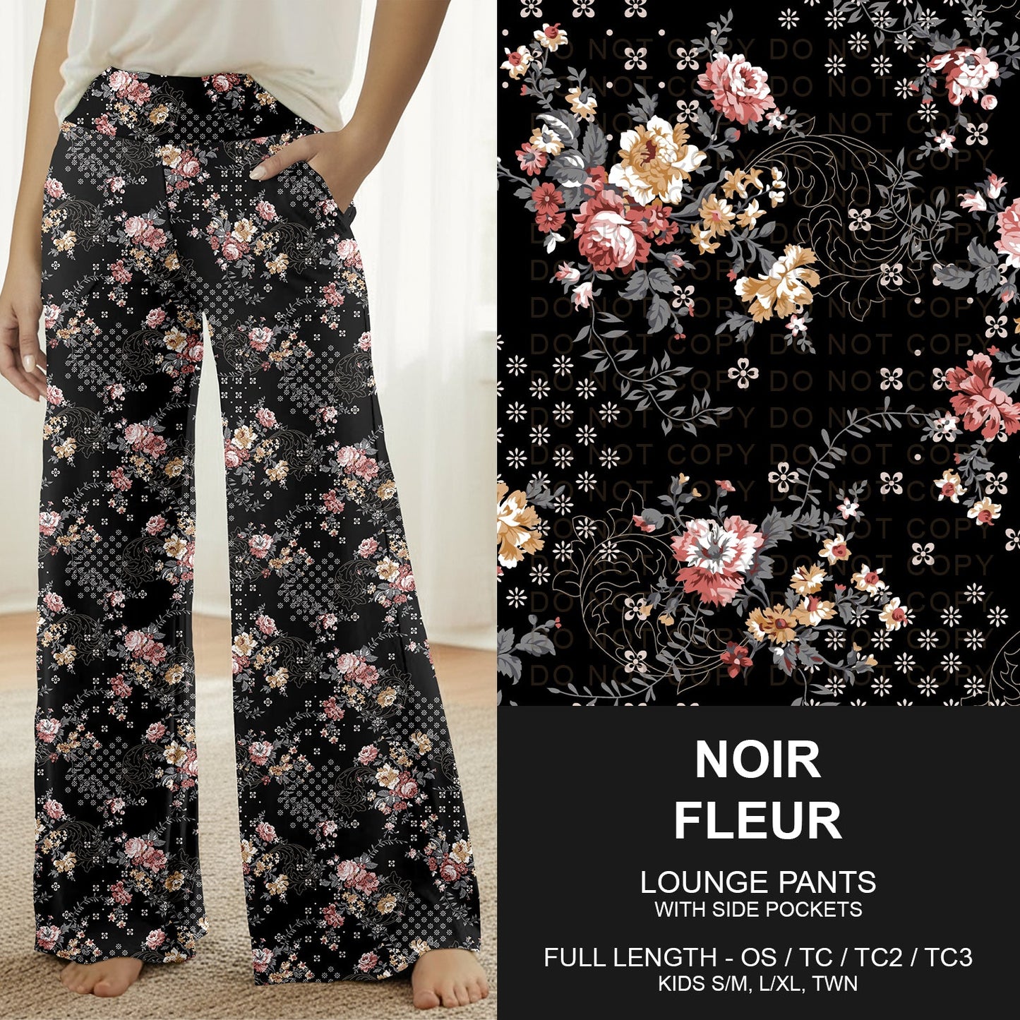 B260 - Preorder Noir Fleur Lounge Pants (Closes 11/09. ETA mid Jan.)
