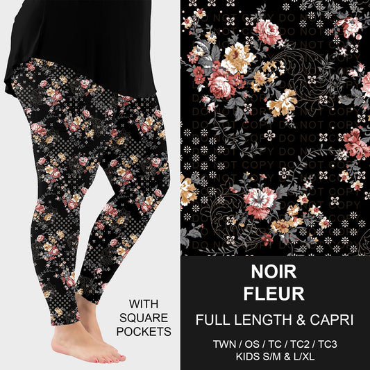 B260 - Preorder Noir Fleur Leggings w/ Pockets (Closes 11/09. ETA: mid Jan.)