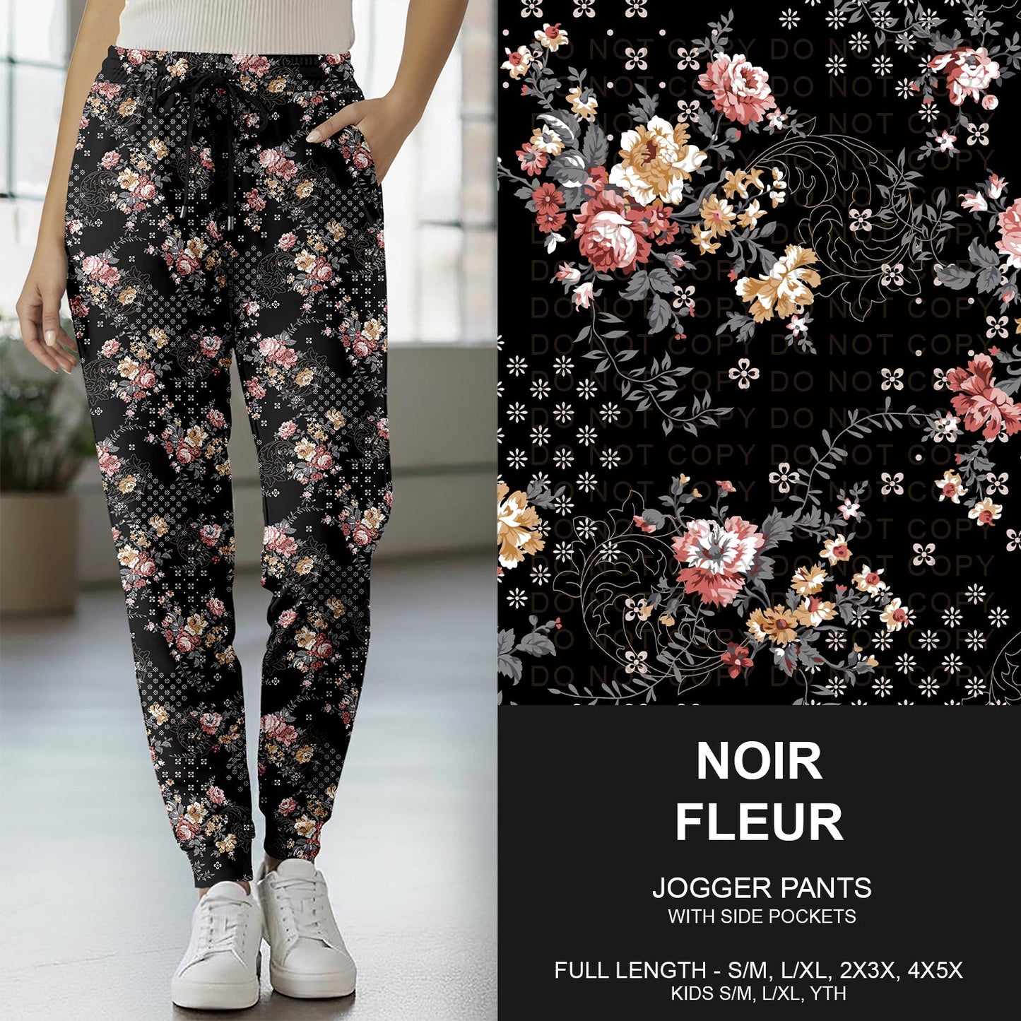 B260 - Preorder Noir Fleur Joggers (Closes 11/09. ETA mid Jan.)