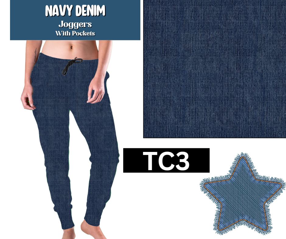 Navy Denim Joggers