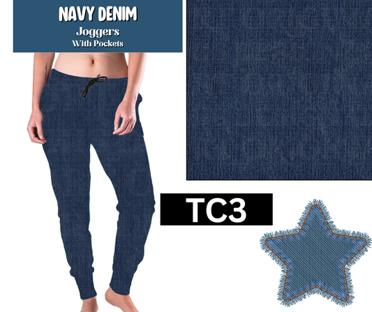 Navy Denim Joggers