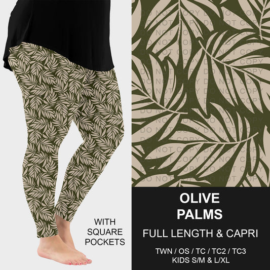 B260 - Preorder Olive Palms Leggings w/ Pockets (Closes 11/09. ETA: mid Jan.)