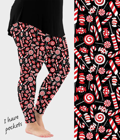 RTS - Peppermint Treats Leggings w/ Pockets