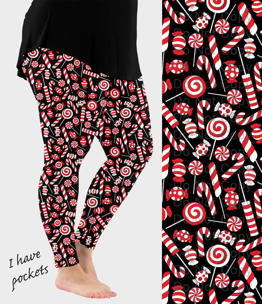 RTS - Peppermint Treats Leggings w/ Pockets