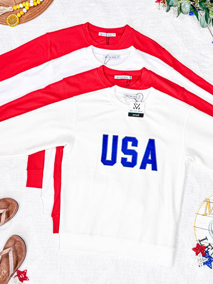 IN STOCK Corrine Embroidered Pullover Top - Patriot at Heart FINAL SALE