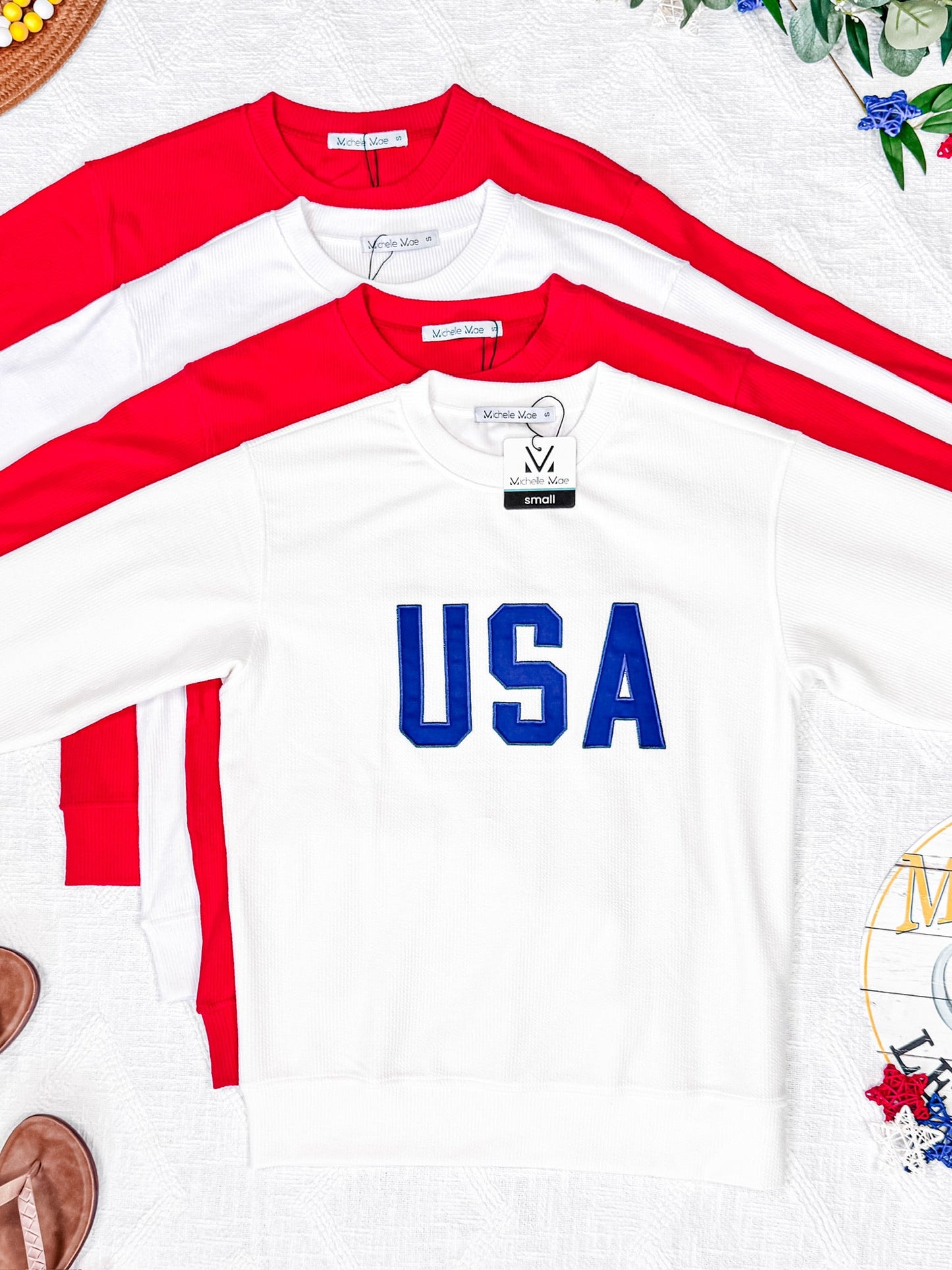IN STOCK Corrine Embroidered Pullover Top - Patriot at Heart FINAL SALE