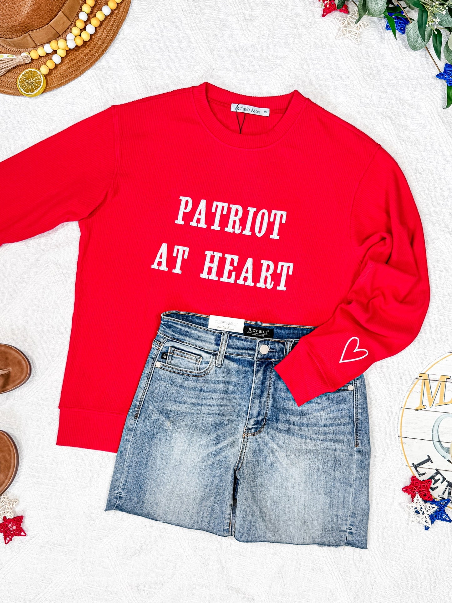 IN STOCK Corrine Embroidered Pullover Top - Patriot at Heart FINAL SALE