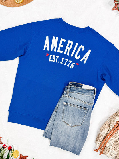 IN STOCK America Pullover - Blue FINAL SALE