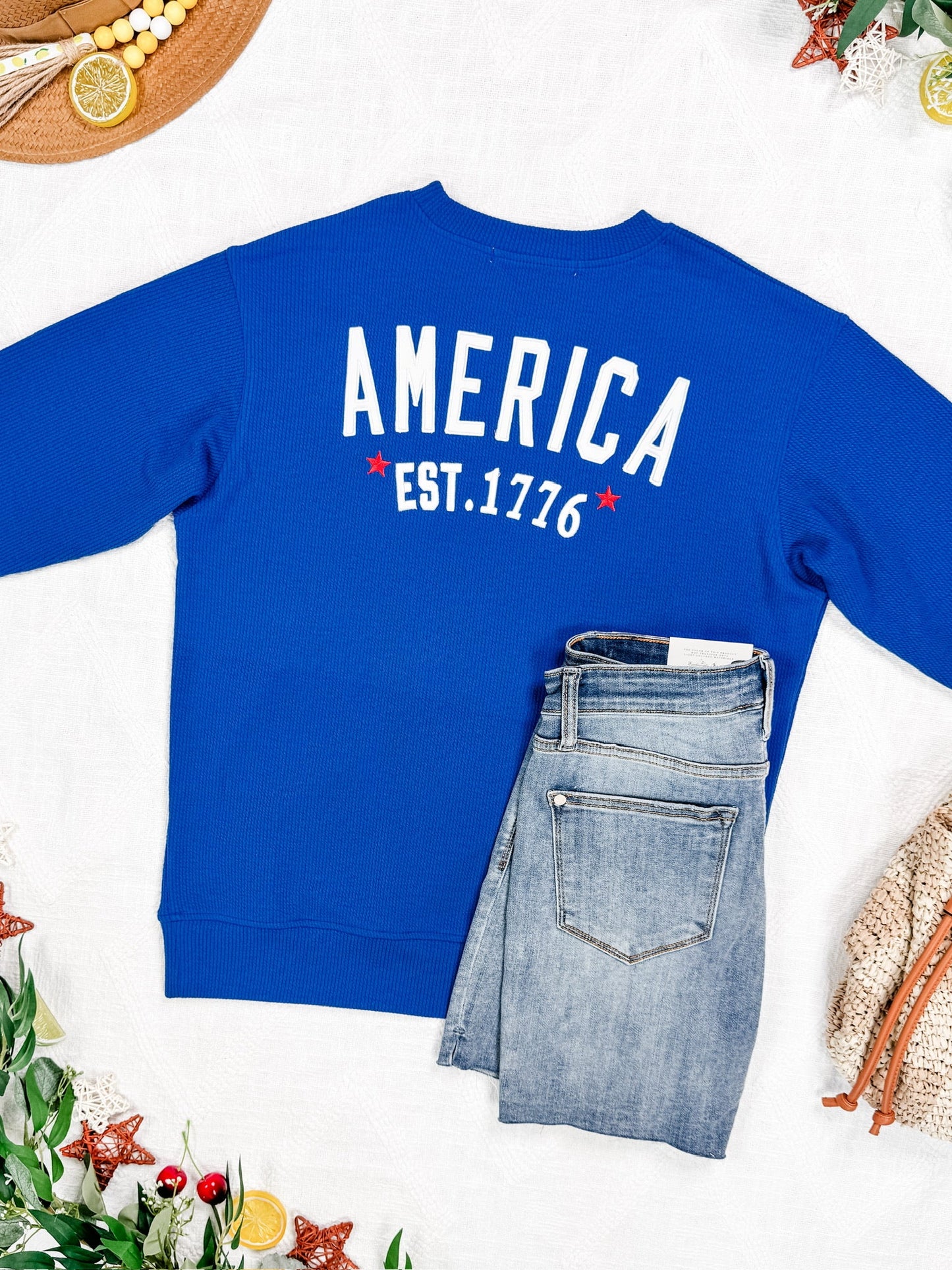 IN STOCK America Pullover - Blue FINAL SALE