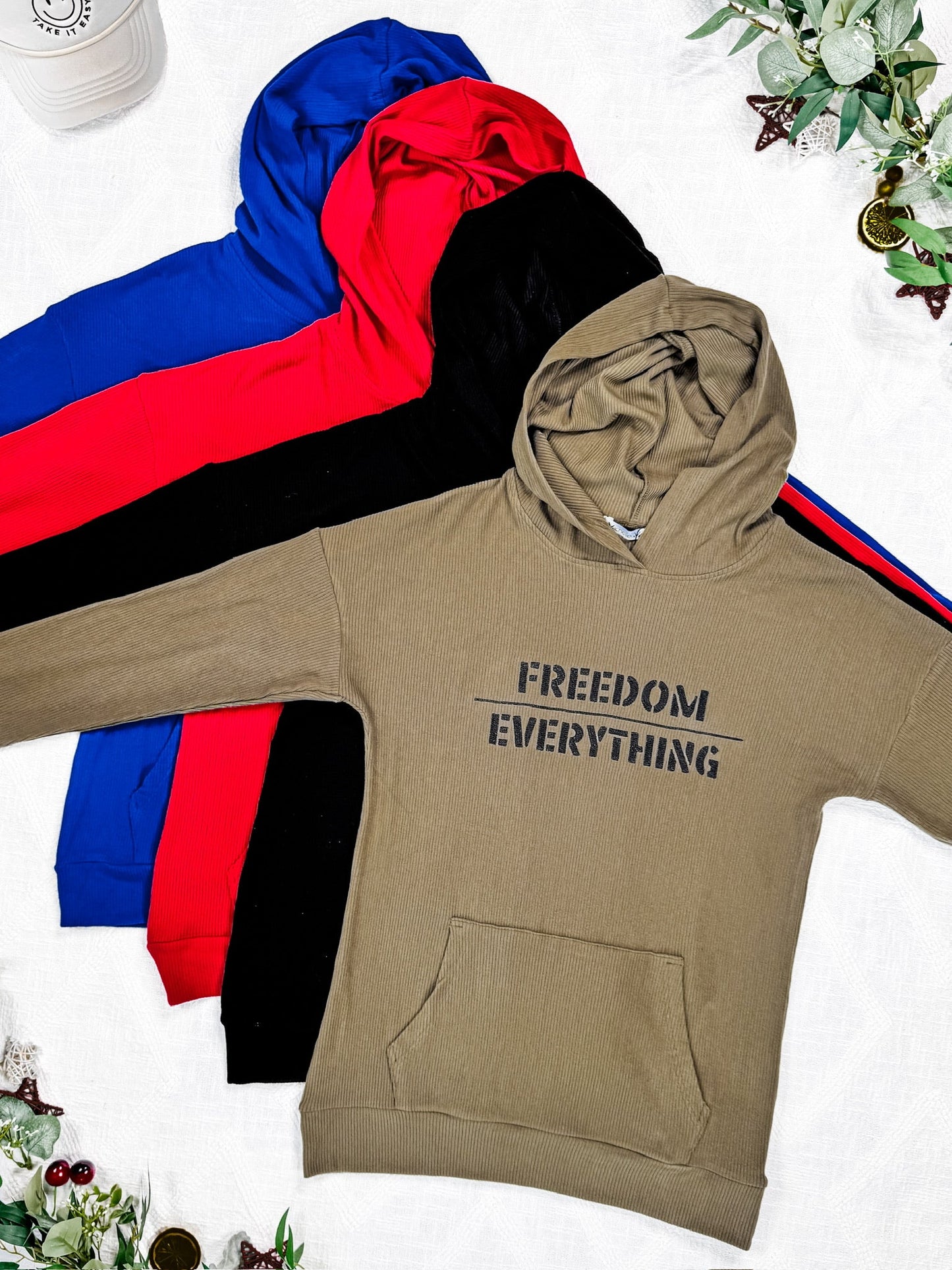 IN STOCK Corrine Embroidered Hoodie - Freedom Over Everything