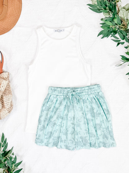 IN STOCK Jamie Shorts - Vintage Mint Floral FINAL SALE